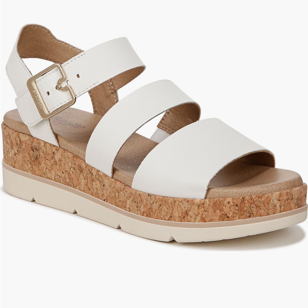 Dr. Scholl's White Cork Platform Sandals